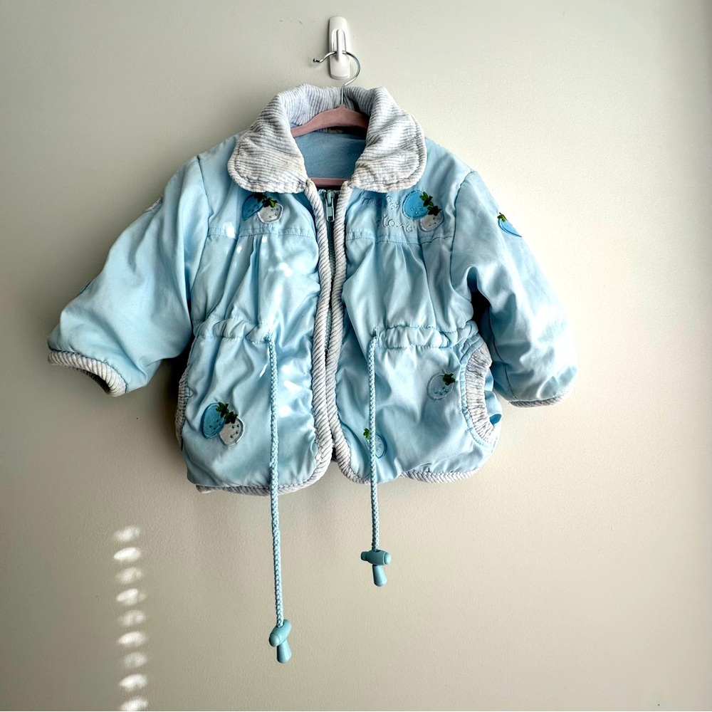 Fly Elephant Vintage Cozy Blue Strawberry Kids Jacket 12 M